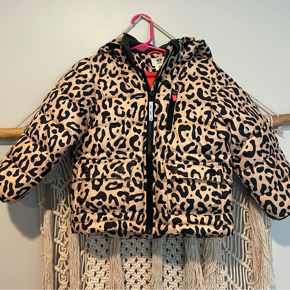 Leopard toddler puffer coat